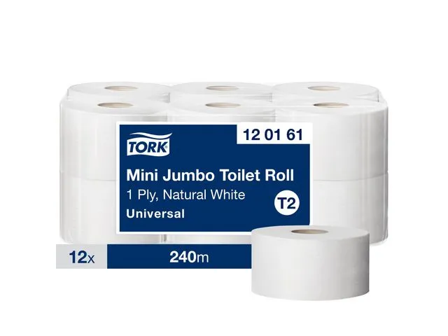 Tork toalettpapirrull Universal Mini Jumbo T2, 1-lags, 1714 ark, 94 mm, naturell