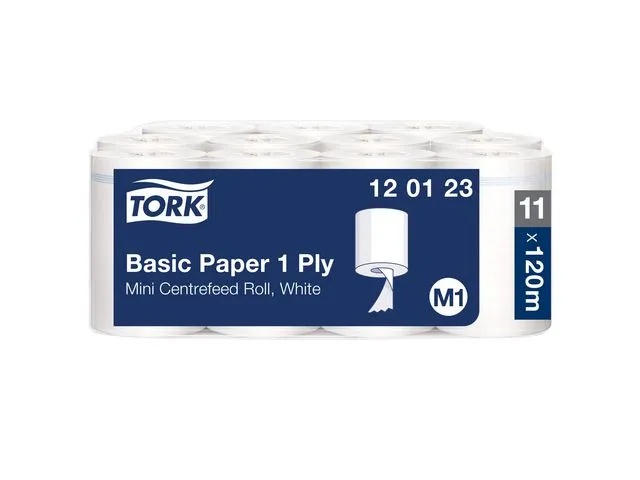 Tork tørkepapirrull til dispenser Universal Wiper 310 Mini, 1-lags, gjenvunnet, hvit