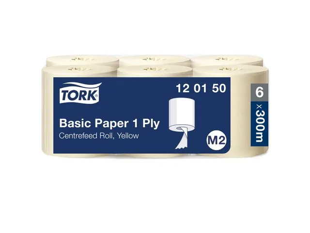 Tork tørkepapirrull til dispenser Basic M2, 1-lags, gul