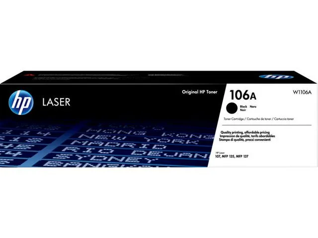HP 106A, original tonerkassett, laser, sort, W1106A