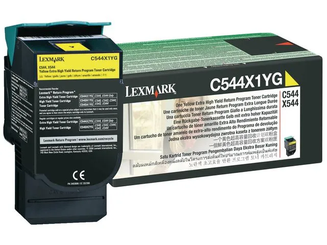 Lexmark toner, gul, enkeltpakning, stor kapasitet, C544X1YG