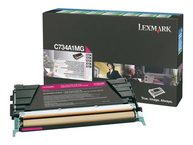 Lexmark toner, magenta, enkeltpakning, C734A1MG